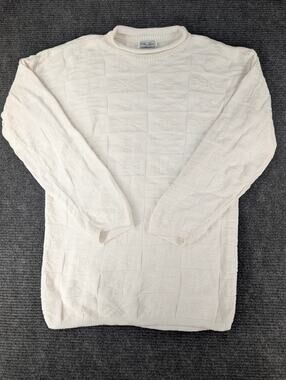 Vtg 90s White Cotton Knit Sweater Rollneck women small Bella Cottons cottagecore